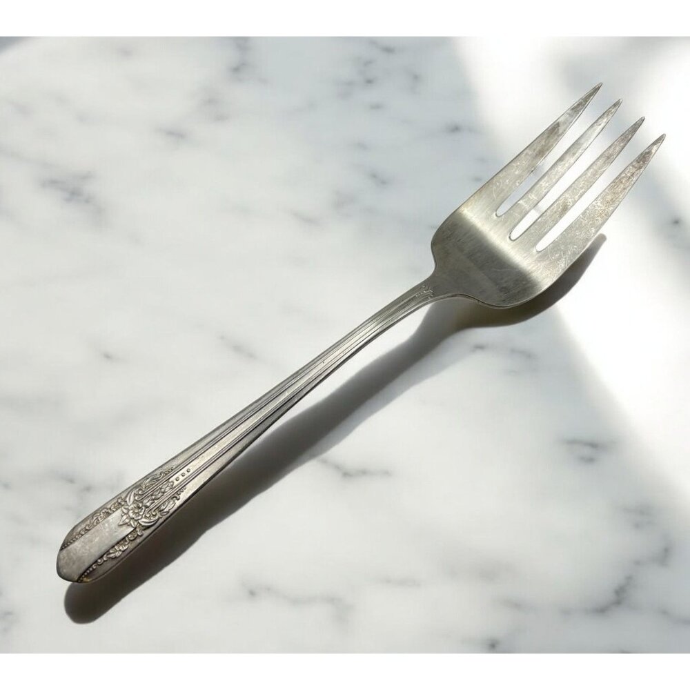 Wm Rogers 1939 Reflection Meat Serving Fork Extra Plate Silver Plated Floral